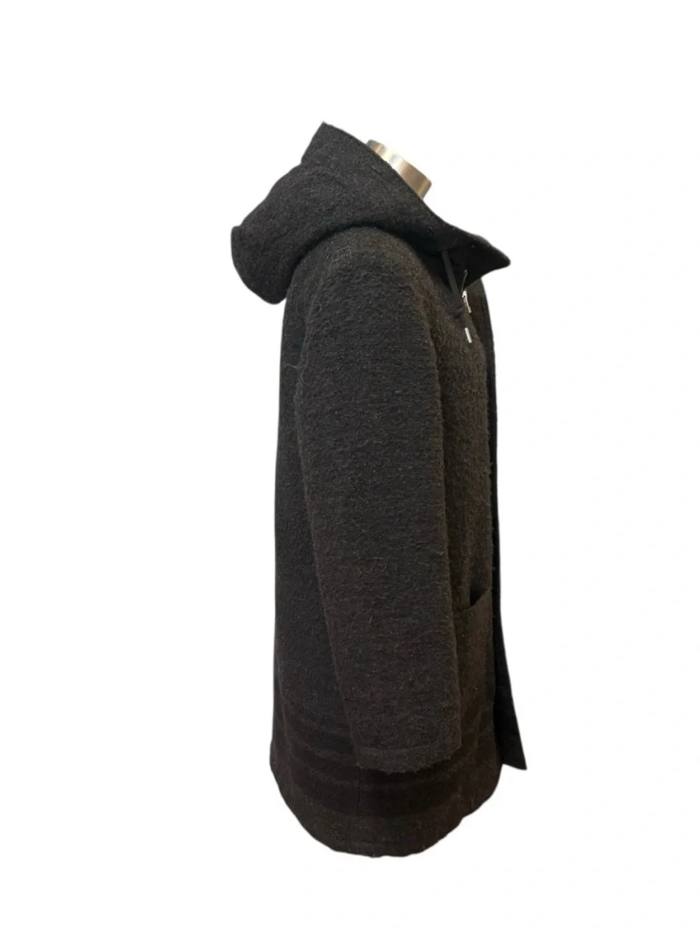 TNA Women's Charcoal Hooded Pea Coat Grey Wool Sherpa Lining Sz. M - Picture 4 of 9